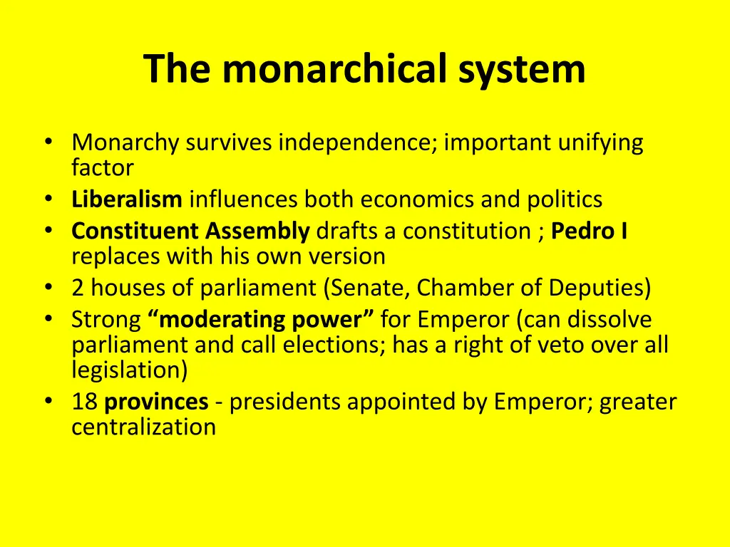 the monarchical system