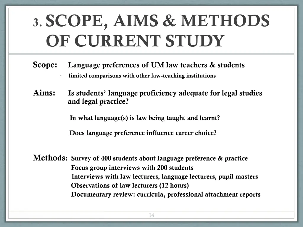 3 scope aims methods of current study