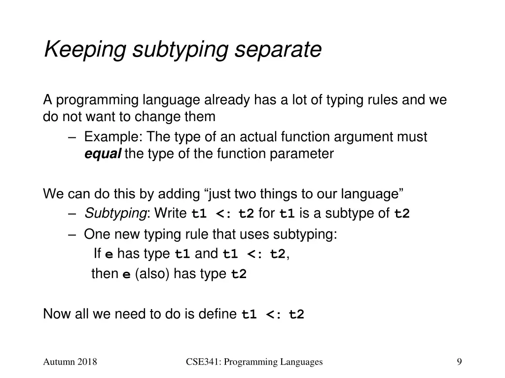 keeping subtyping separate