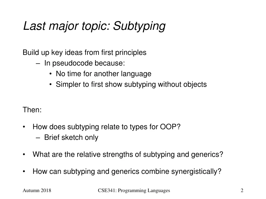 last major topic subtyping