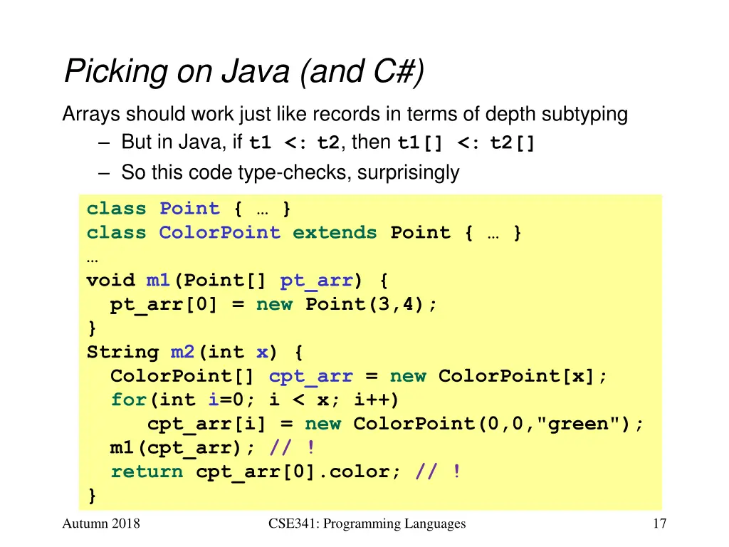 picking on java and c