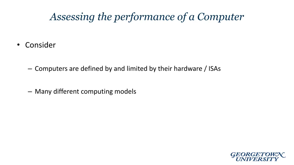 assessing the performance of a computer