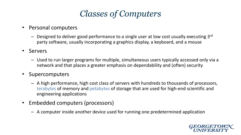 classes of computers