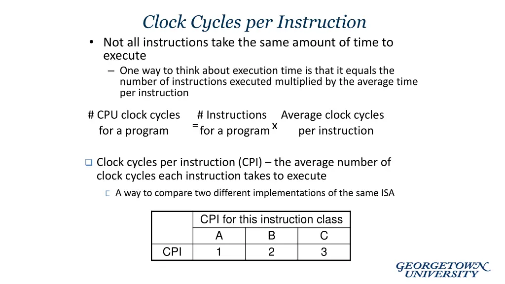 clock cycles per instruction not all instructions
