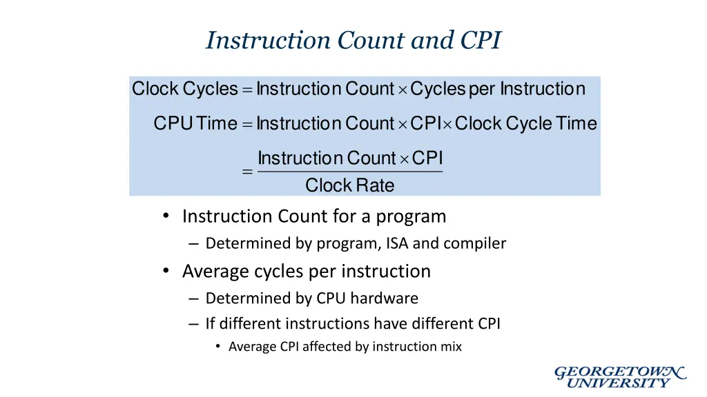 instruction count and cpi