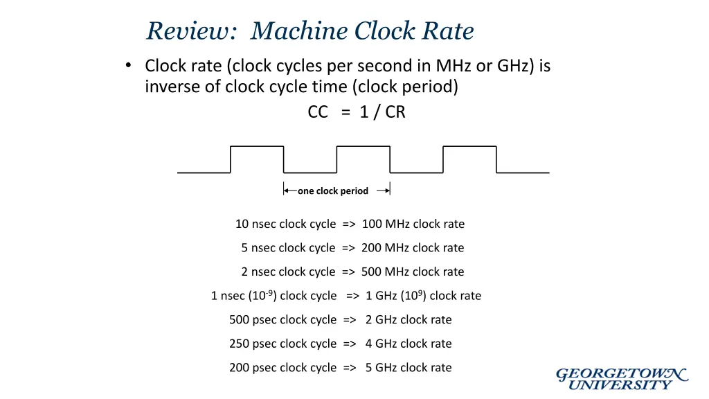 review machine clock rate clock rate clock cycles