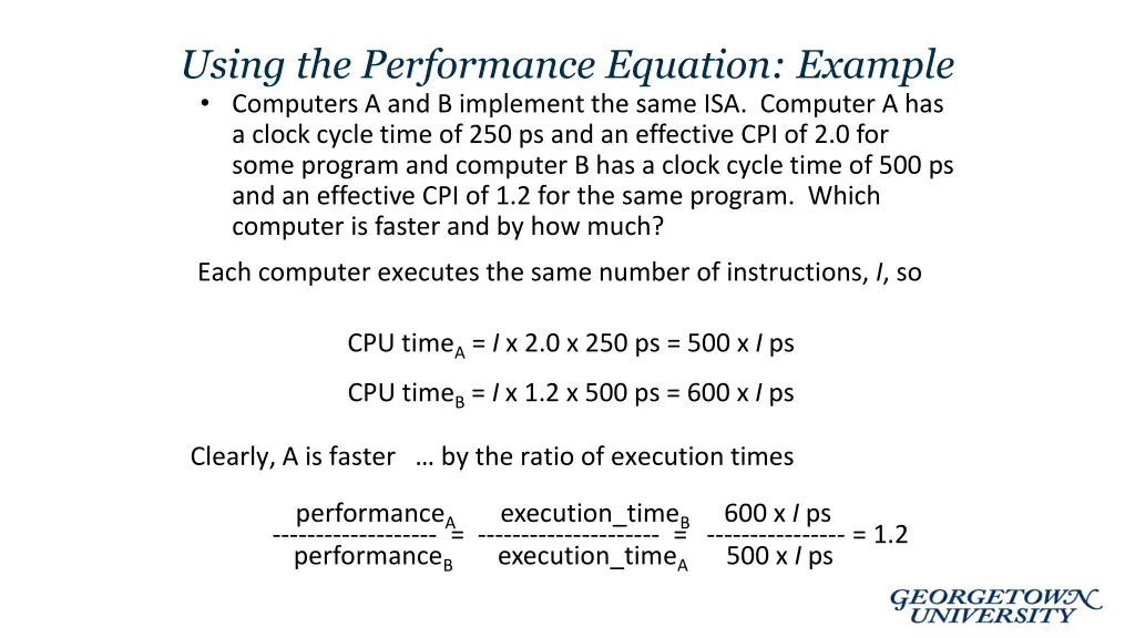 using the performance equation example computers