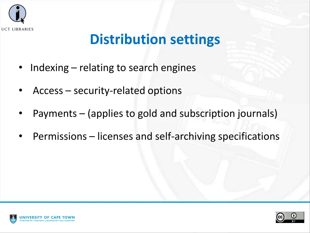 distribution settings