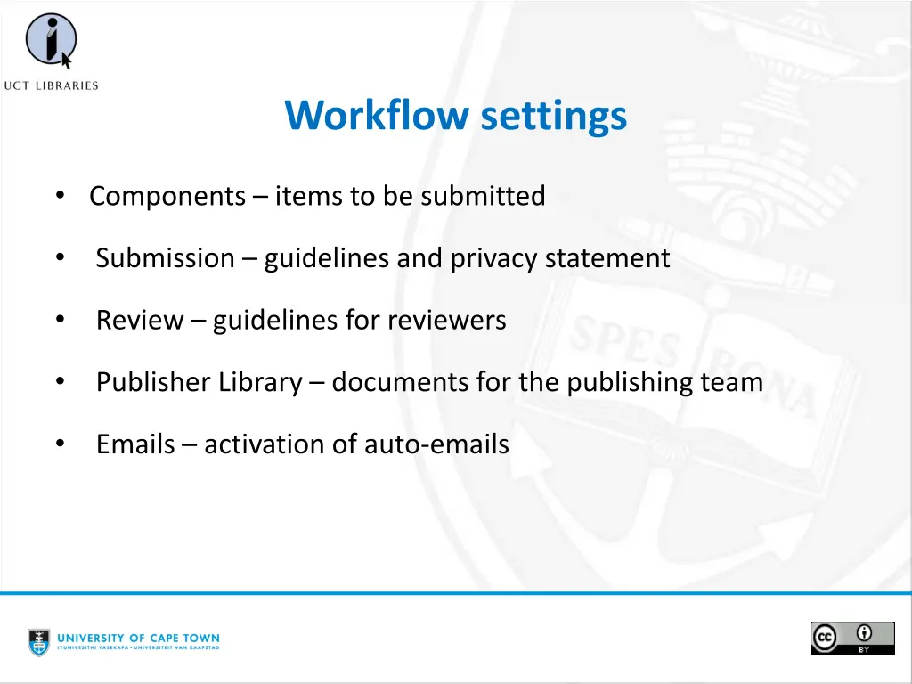 workflow settings