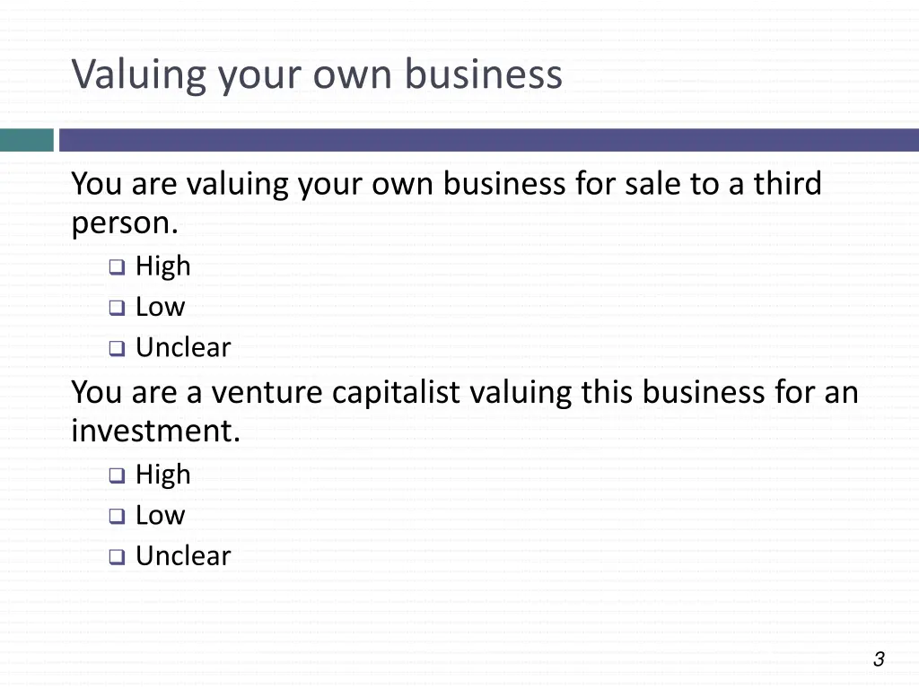 valuing your own business