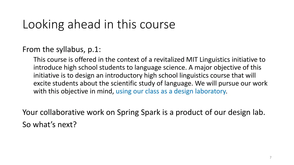 looking ahead in this course