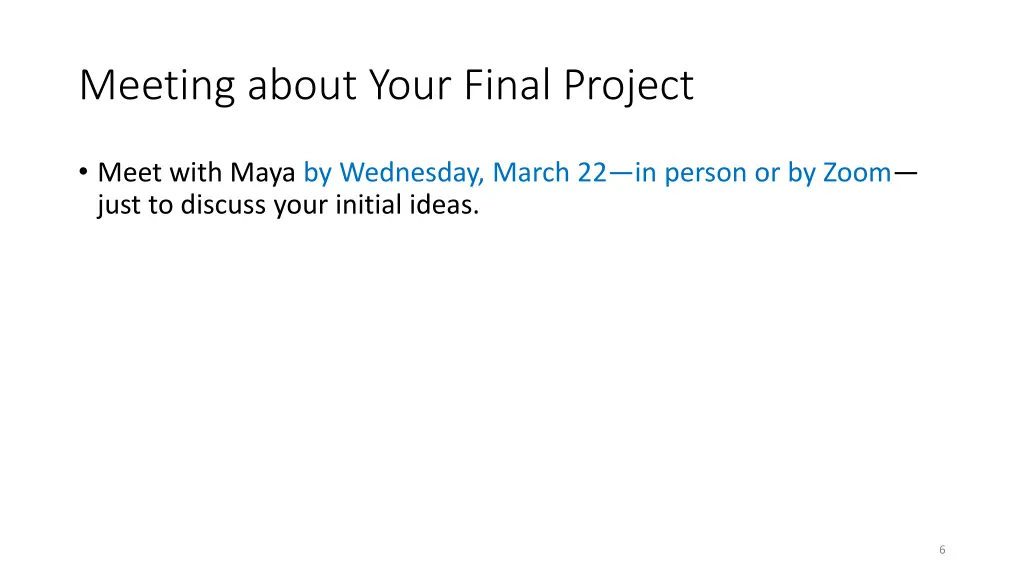 meeting about your final project