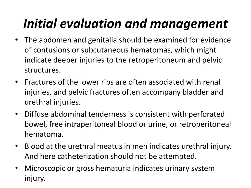 initial evaluation and management the abdomen