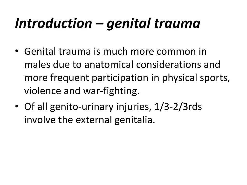 introduction genital trauma