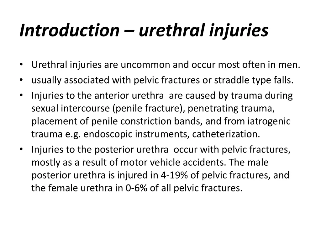 introduction urethral injuries