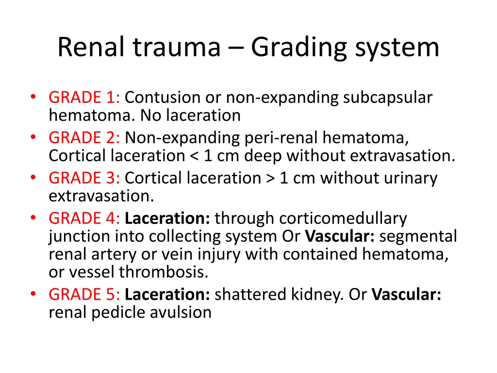 renal trauma grading system
