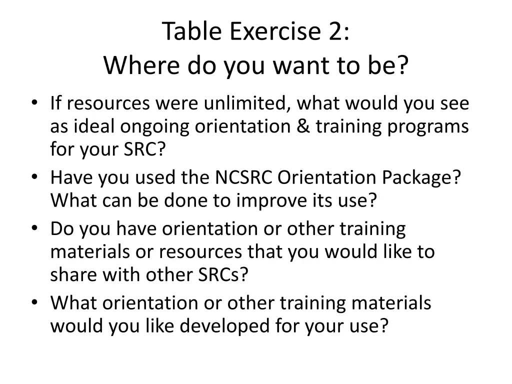 table exercise 2 where do you want