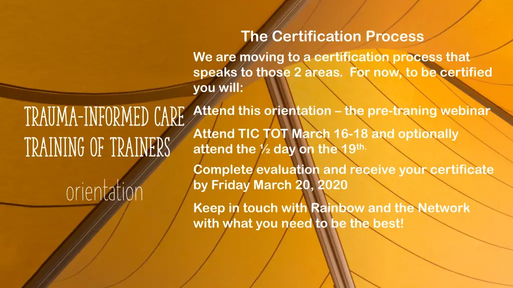 the certification process we are moving