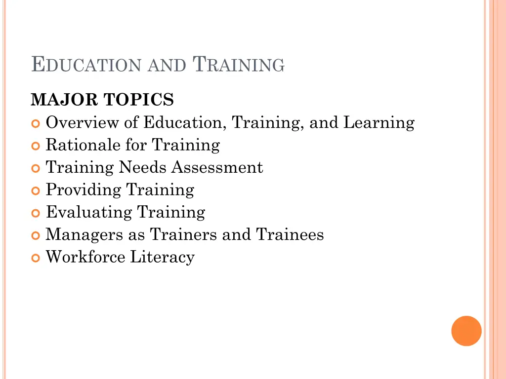 e ducation and t raining