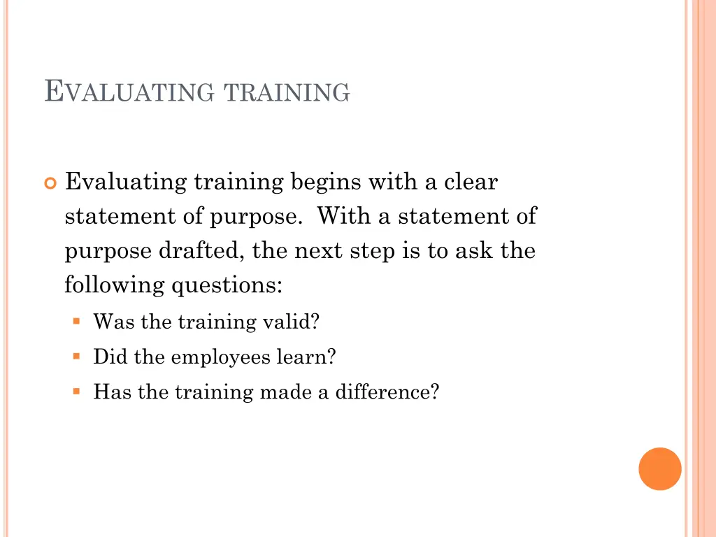 e valuating training