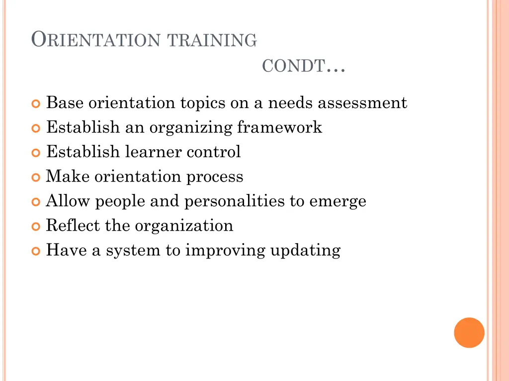 o rientation training 2