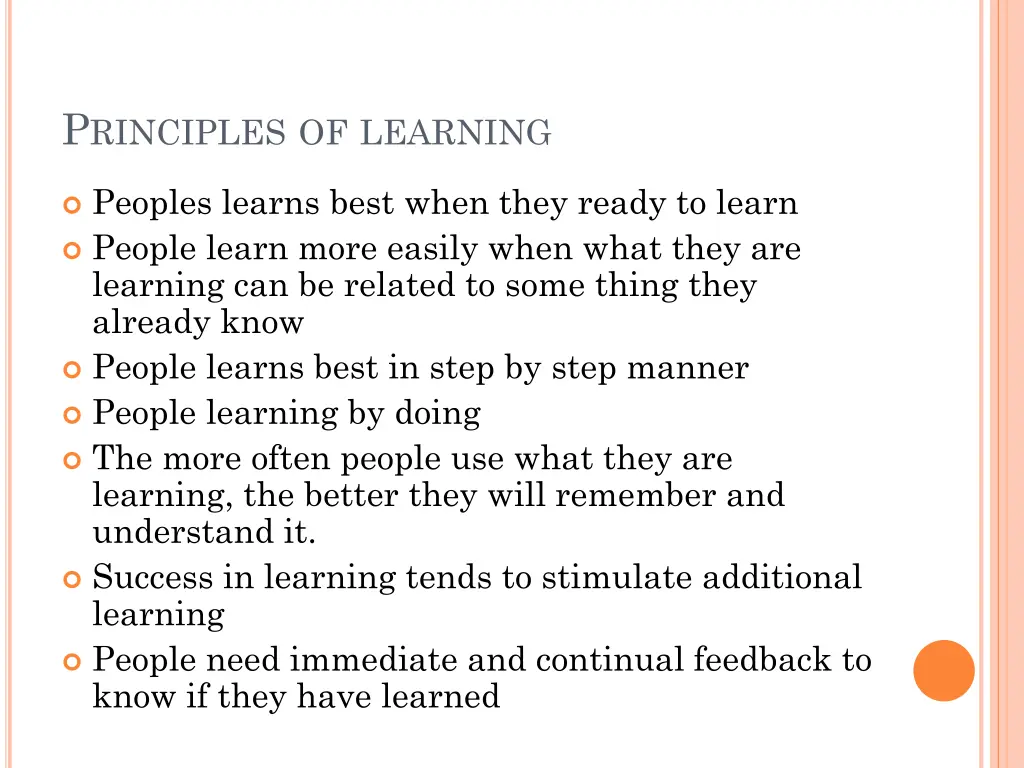 p rinciples of learning