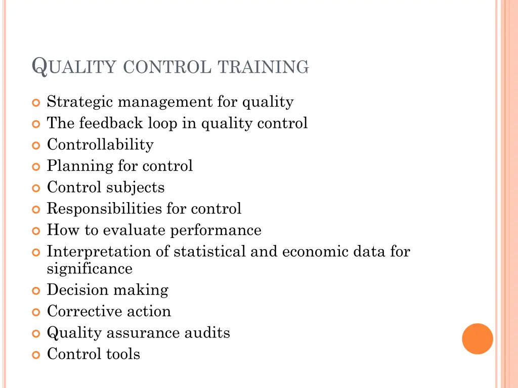 q uality control training