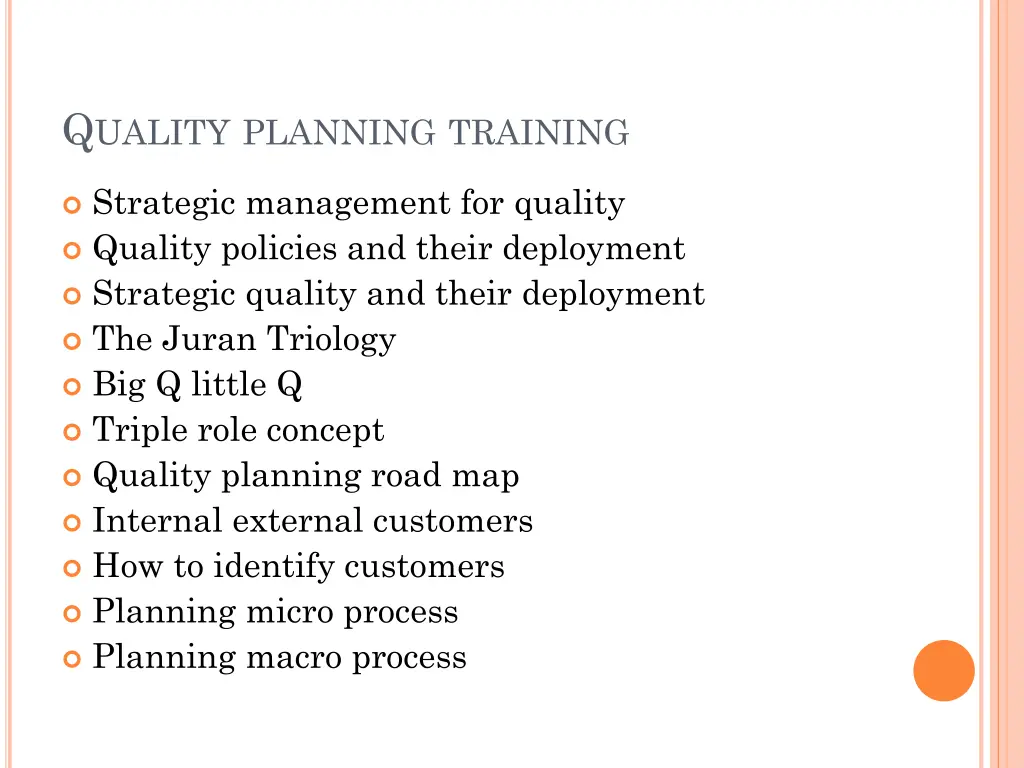 q uality planning training