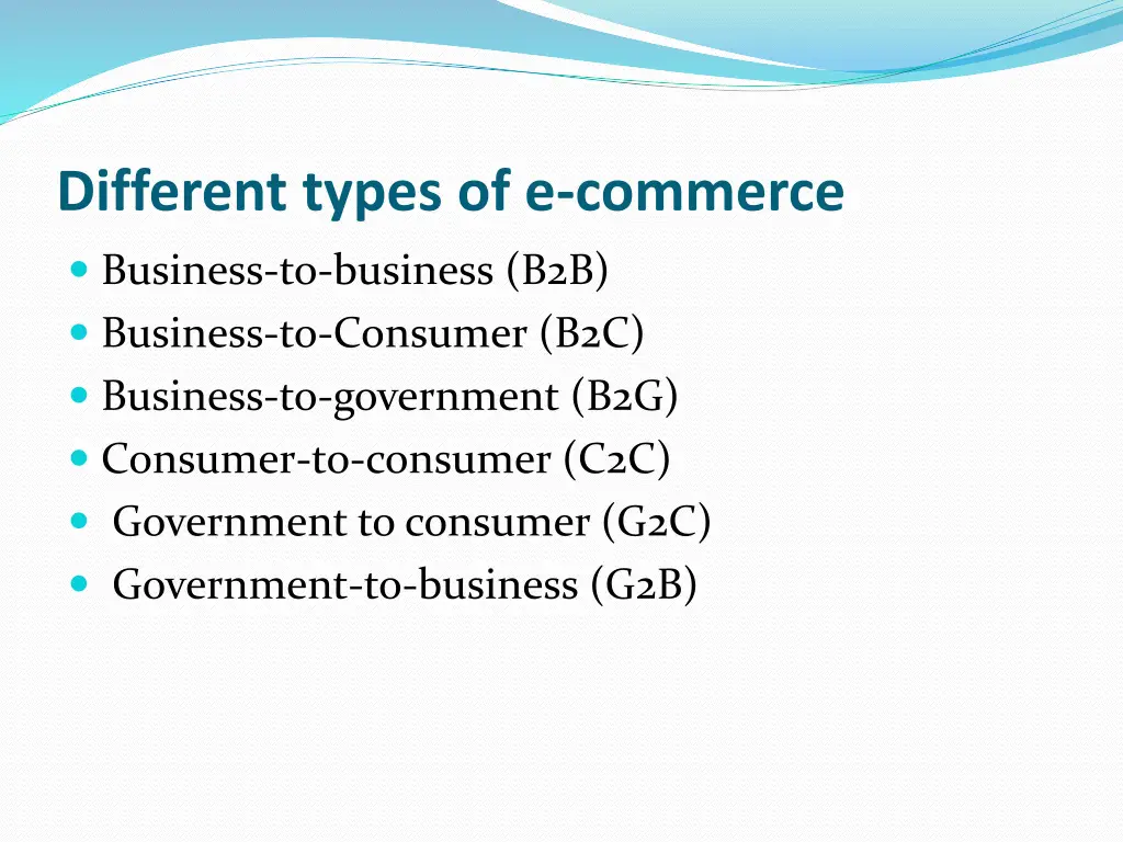 different types of e commerce