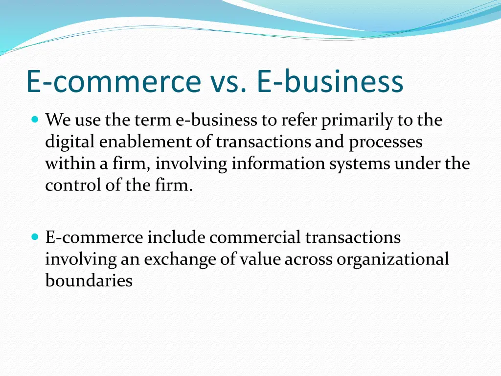 e commerce vs e business