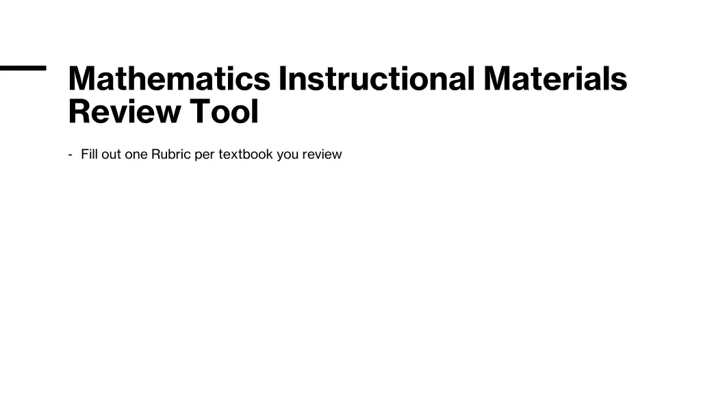 mathematics instructional materials review tool