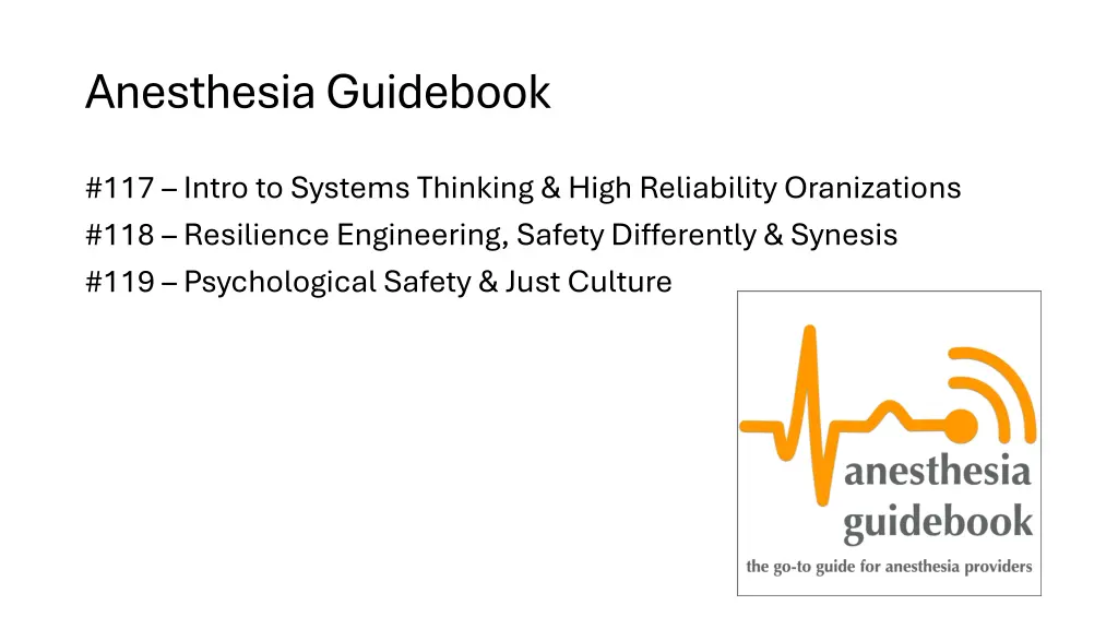 anesthesia guidebook