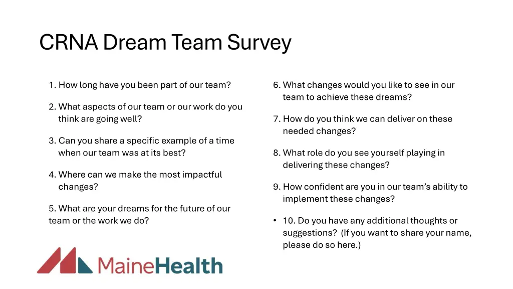 crna dream team survey