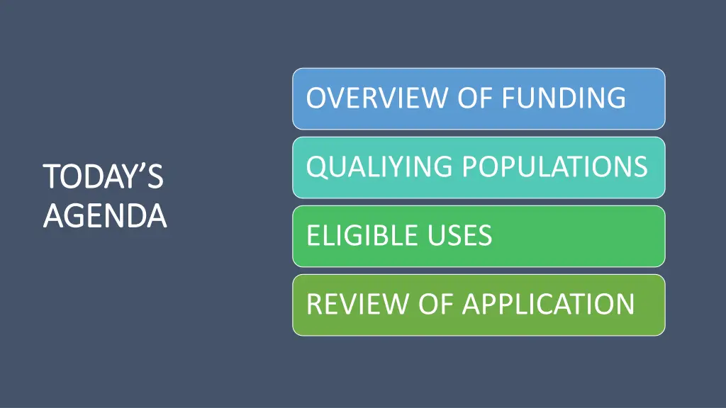 overview of funding