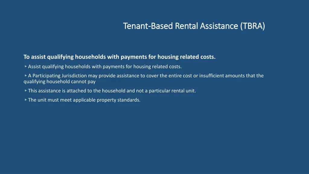 tenant tenant based rental assistance tbra based