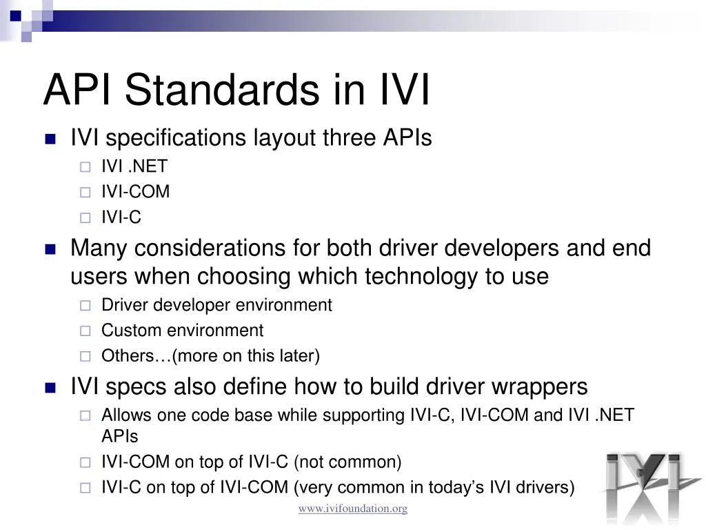 api standards in ivi