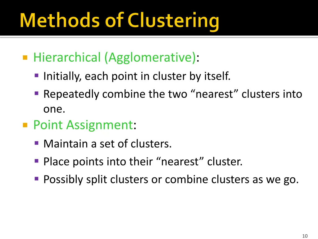 hierarchical agglomerative initially each point