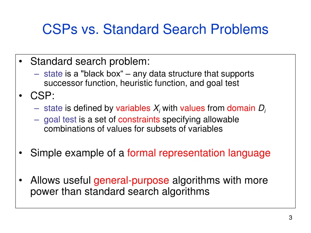 csps vs standard search problems
