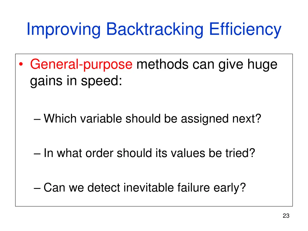 improving backtracking efficiency