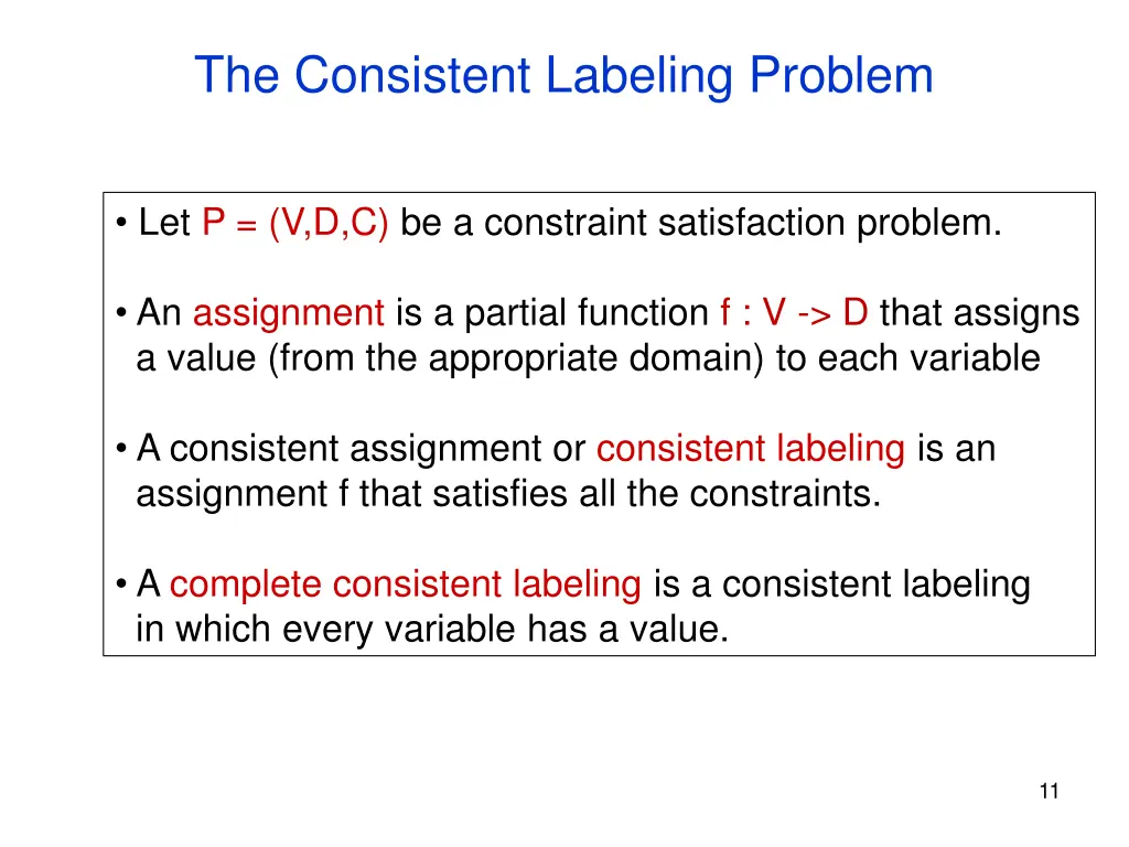 the consistent labeling problem