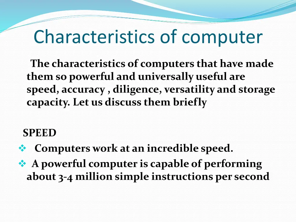 characteristics of computer