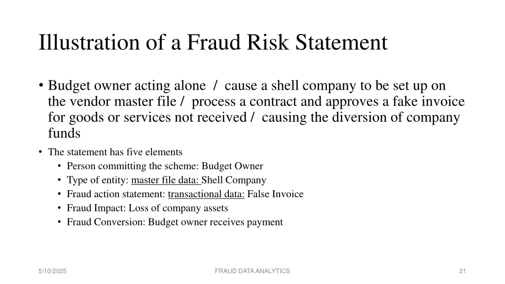 illustration of a fraud risk statement