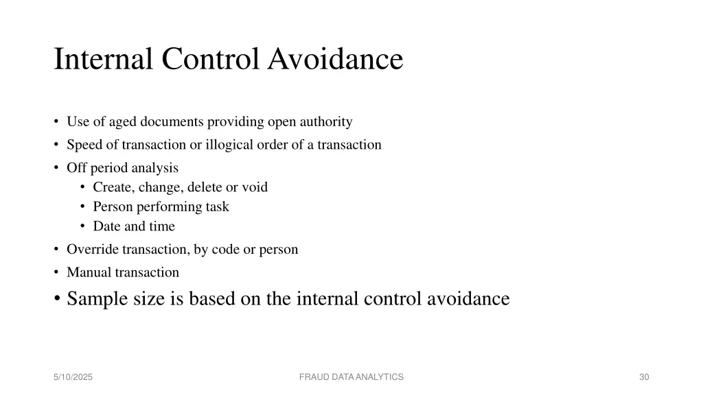 internal control avoidance