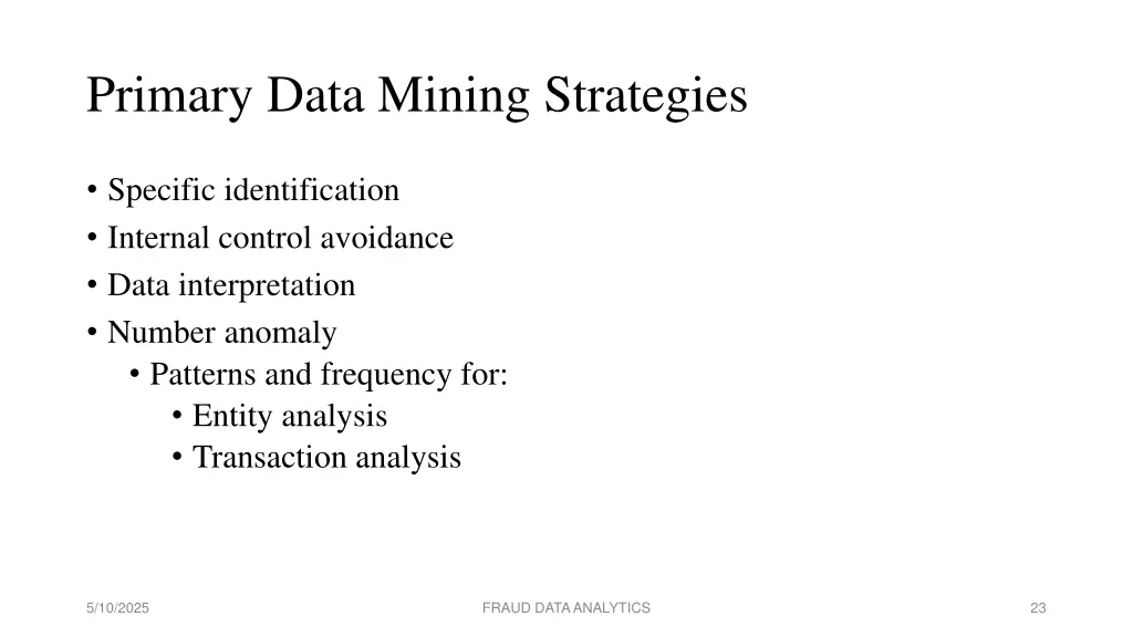 primary data mining strategies