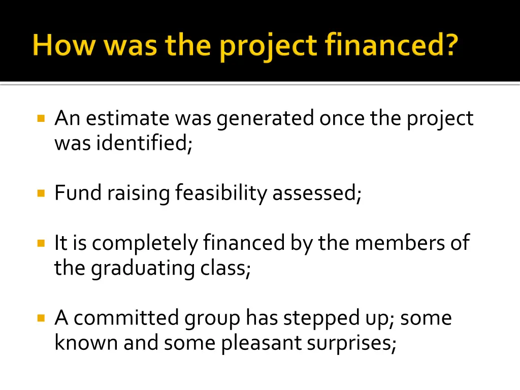 an estimate was generated once the project