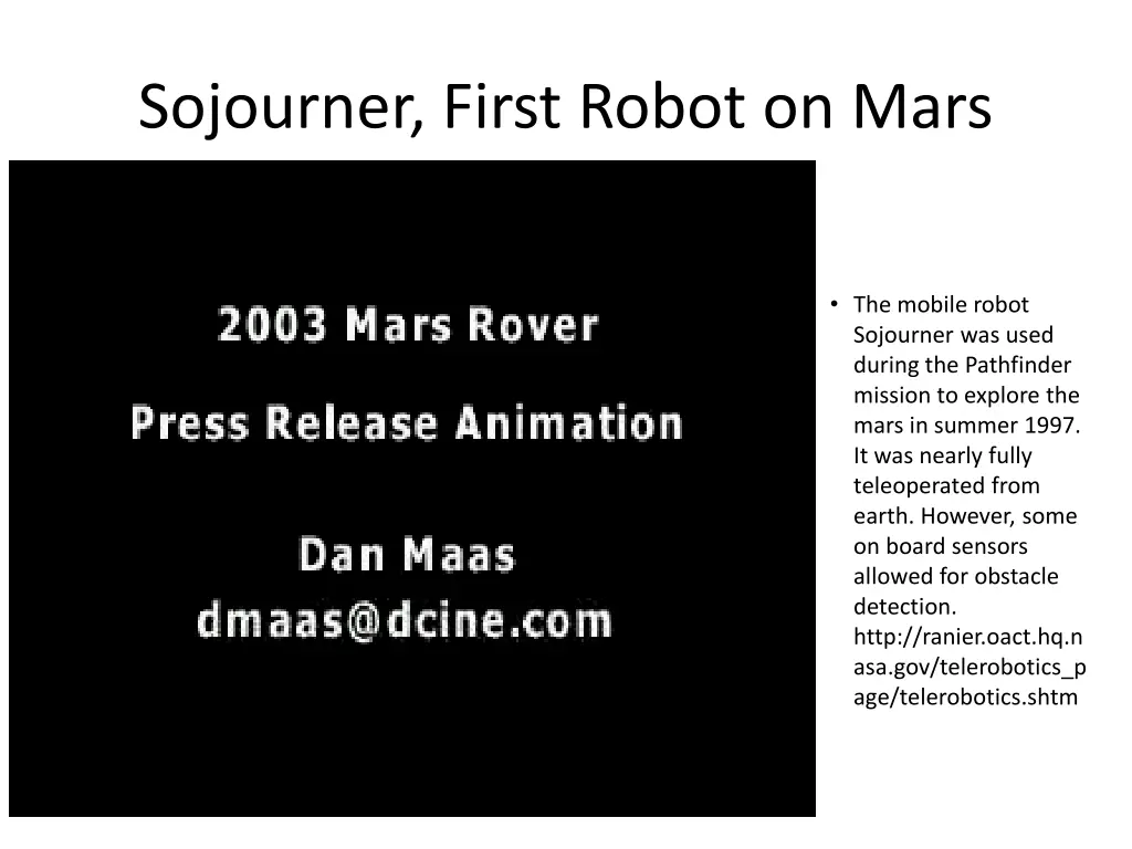 sojourner first robot on mars