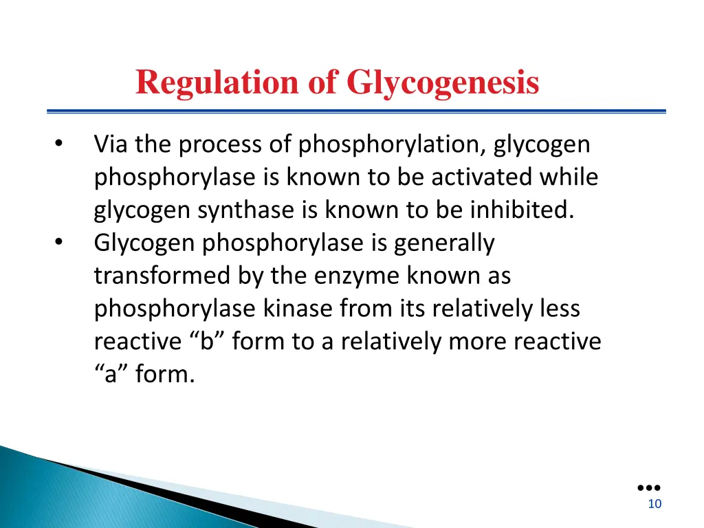 regulation of glycogenesis