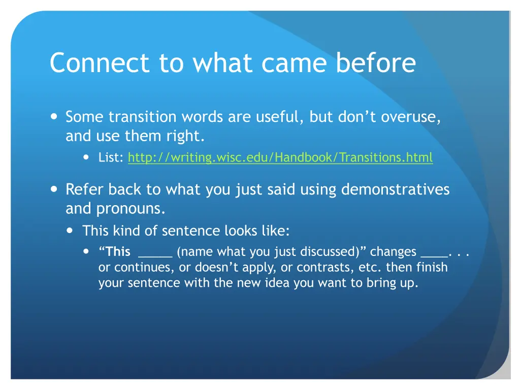 connect to what came before