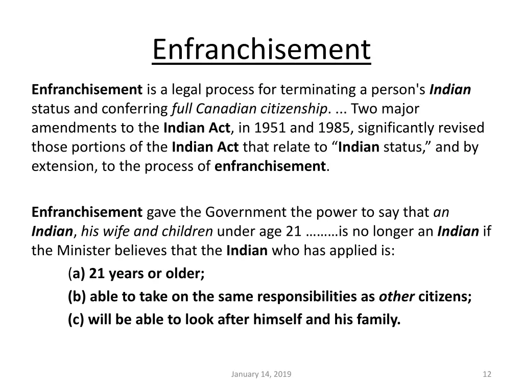enfranchisement