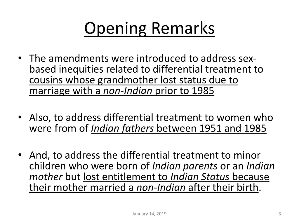 opening remarks 1